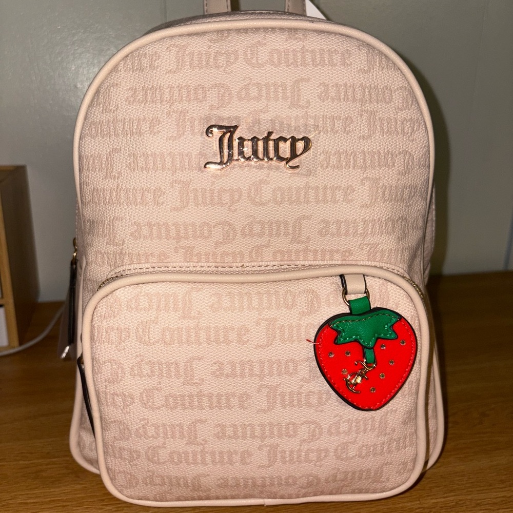 Juicy Couture Beige Backpack with Strawberry Accent